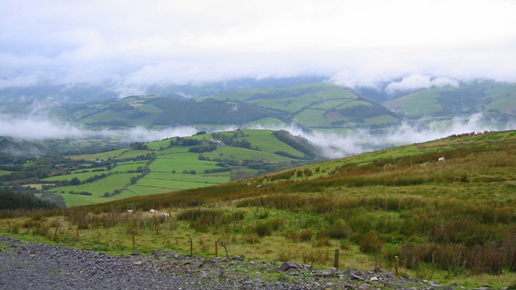 Morning mist after rain on Moel Eiddew access track Morning mist after rain on Moel Eiddew access track