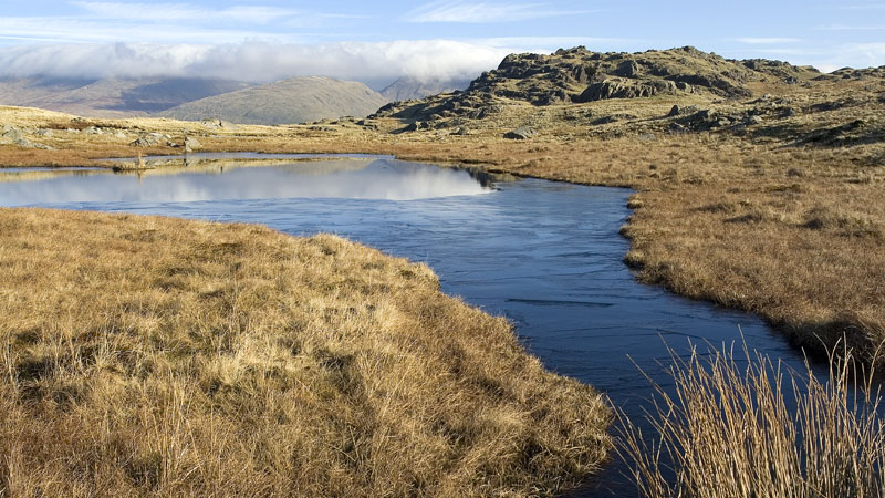 Frozen pool on Blea Rigg ridge